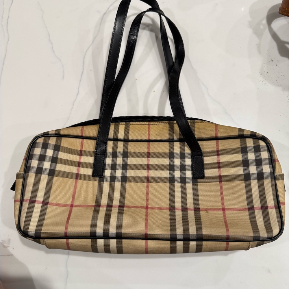 Burberry Beige and Black Plaid Tote